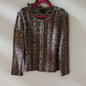 St. John Black and Cream Tweed Jacket